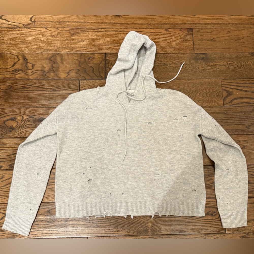 One grey day Distressed Hoodie